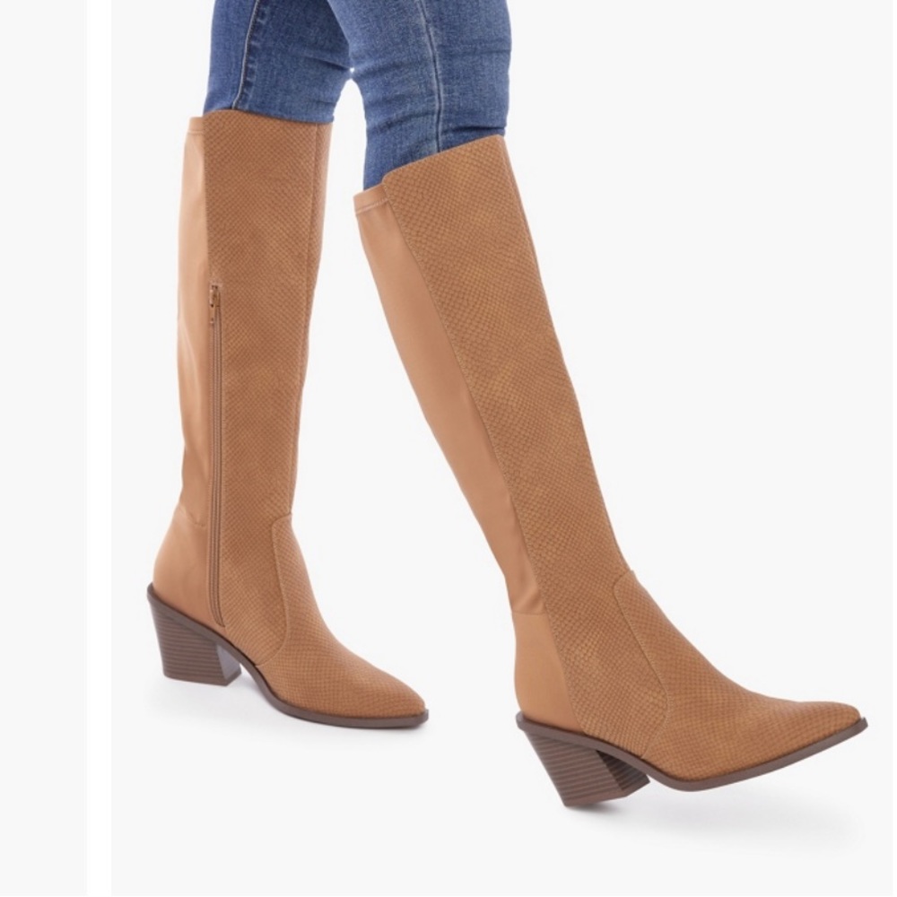 Brown western cowboy over the knee heeled boots